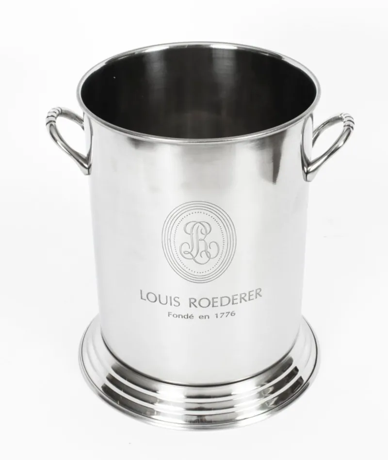 Pamono Vintage Silver-Plated Champagne Coolers by Louis Roederer, 1980s, Set of 2> Ice Buckets & Wine Coolers