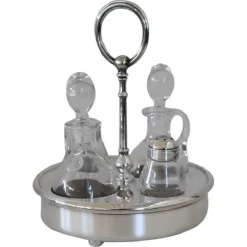 Pamono Vintage Silver-Plated Condiment Set by Fleuron Christofle, France, 1970s, Set of 4> Salt & Pepper Shakers
