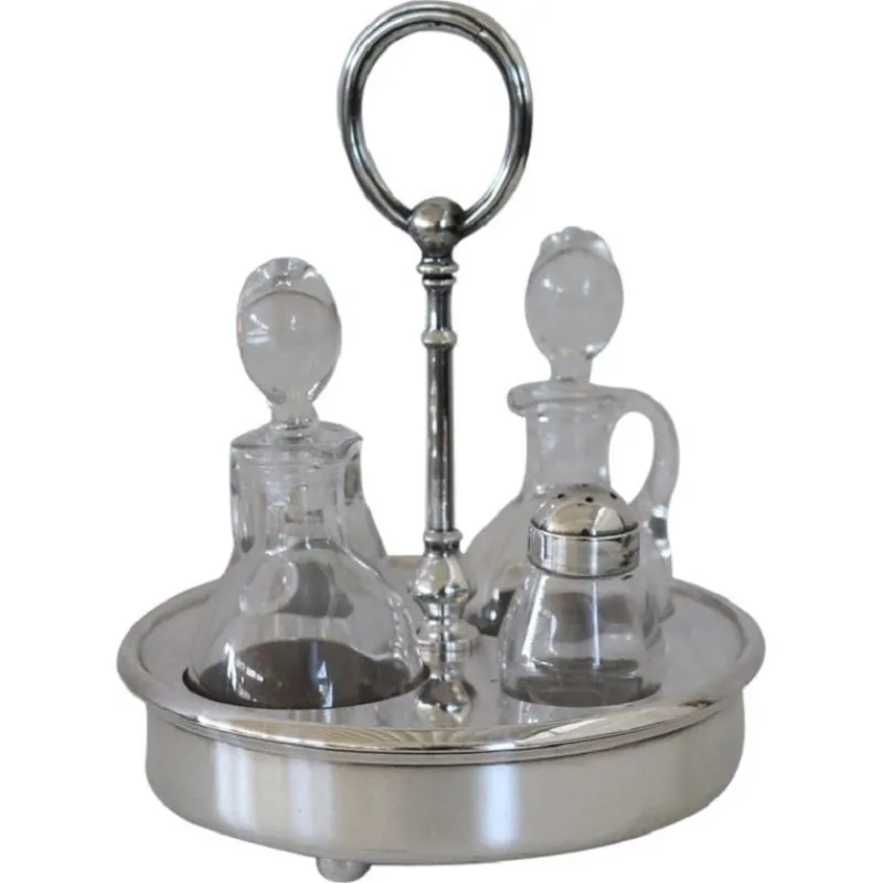 Pamono Vintage Silver-Plated Condiment Set by Fleuron Christofle, France, 1970s, Set of 4> Salt & Pepper Shakers