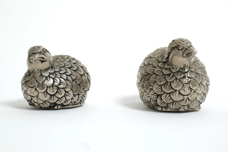 Pamono Vintage Silver-Plated Quail Salt and Pepper Shakers from Gucci, 1960s, Set of 2