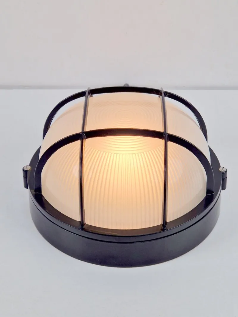 Pamono Vintage Simes Outdoor Wall Lamp in Metal & Glass, Italy, 1980s> Garden Lighting