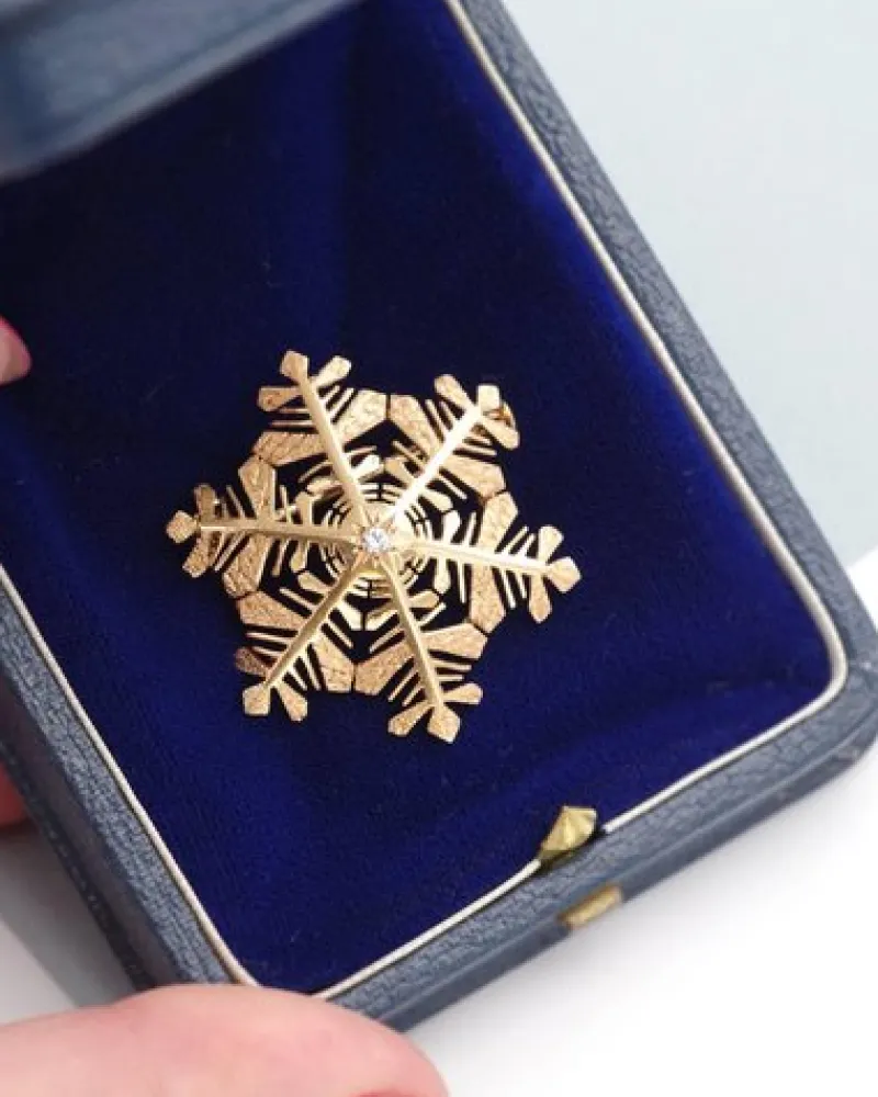 Pamono Vintage Snowflake Diamond Brooch> Brooches