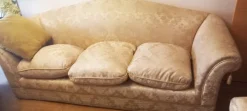 Pamono Vintage Sofa and Armchairs with Down and Damask Fabric, 1970s, Set of 3><noscript><img width=