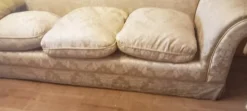 Pamono Vintage Sofa and Armchairs with Down and Damask Fabric, 1970s, Set of 3><noscript><img width=