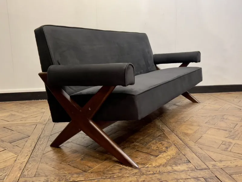 Pamono Vintage Sofa and Armchairs by Pierre Jeanneret, 1956, Set of 3