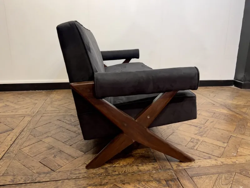 Pamono Vintage Sofa and Armchairs by Pierre Jeanneret, 1956, Set of 3