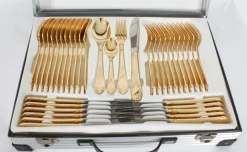 Pamono Vintage Solingen Gold Plated Canteen Cutlery, Set of 69><noscript><img width=