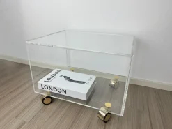 Hot Pamono Vintage Space Age Acrylic Glass Trolley with Gold-Colored Wheels, 1970s