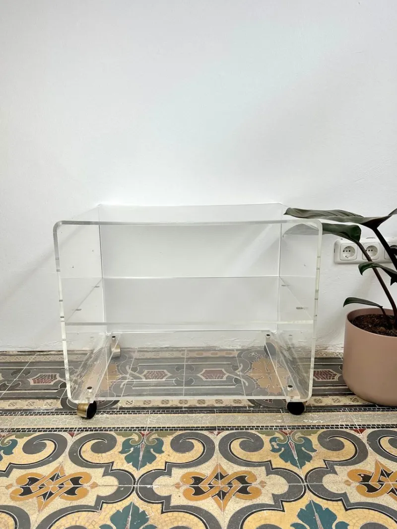 Outlet Pamono Vintage Space Age Acrylic Record Cart, 1960s