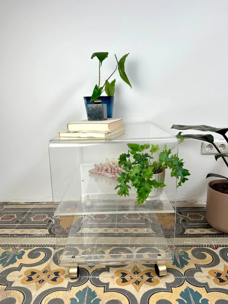 Outlet Pamono Vintage Space Age Acrylic Record Cart, 1960s