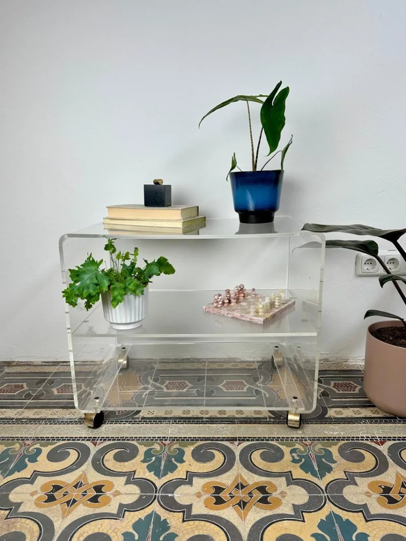 Outlet Pamono Vintage Space Age Acrylic Record Cart, 1960s