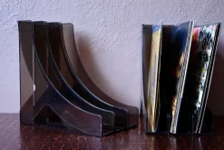 Online Pamono Vintage Space Age Boomerang Vinyl Record Holders in Smoked Acrylic, 1970s, Set of 6