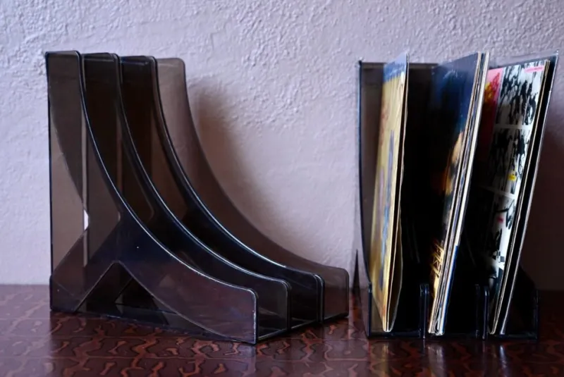 Online Pamono Vintage Space Age Boomerang Vinyl Record Holders in Smoked Acrylic, 1970s, Set of 6
