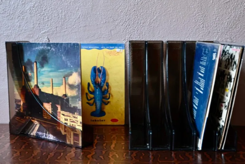 Online Pamono Vintage Space Age Boomerang Vinyl Record Holders in Smoked Acrylic, 1970s, Set of 6