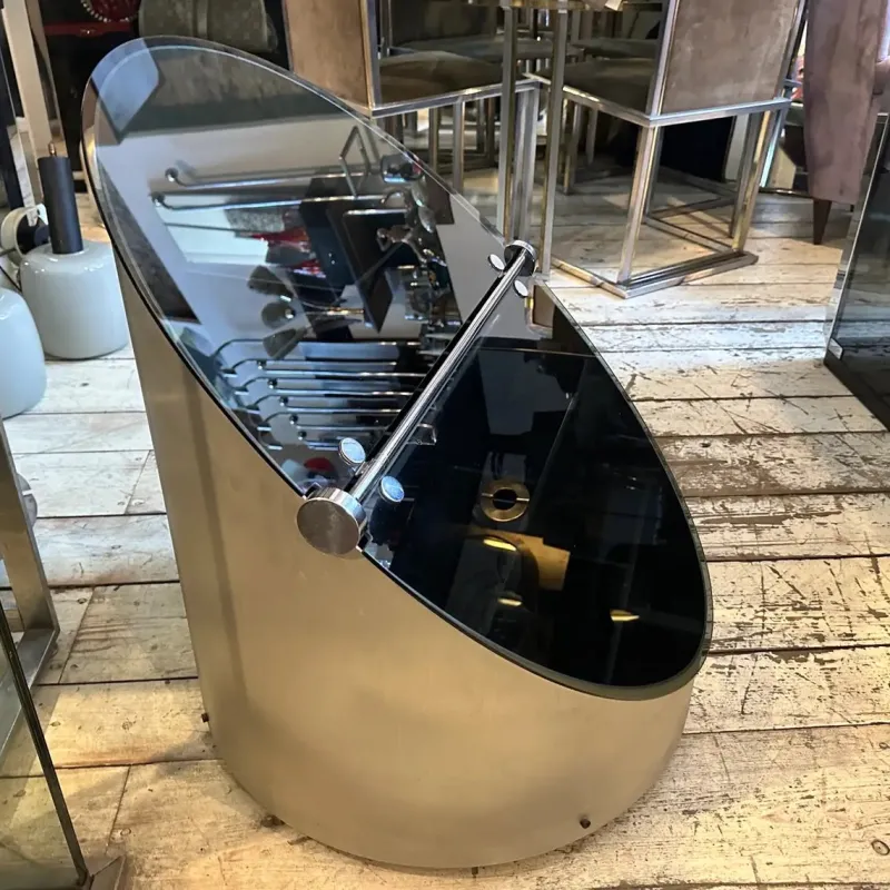 Online Pamono Vintage Space Age Steel and Glass Bar Cart by Claudio Salocchi for Luigi Sormani, 1970s