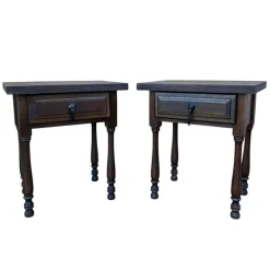 Pamono Vintage Spanish Bedside Tables with Drawer, 1940, Set of 2> Nightstands
