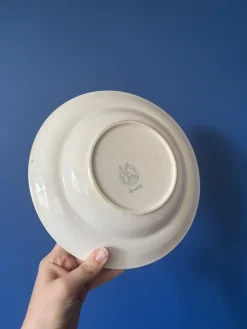 Pamono Vintage Square Green Earthenware Tablecloth Soup Plates from Moulin des Loups, Set of 6><noscript><img width=