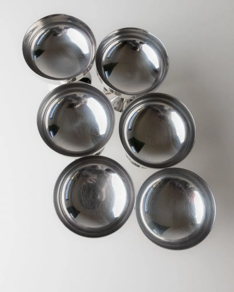 Sale Pamono Vintage Stainless Steel Champagne Bowls in Bamboo, Italy, 1970s, Set of 6