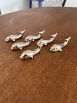 Pamono Vintage Stainless Steel Whale Knife Rests, Set of 6