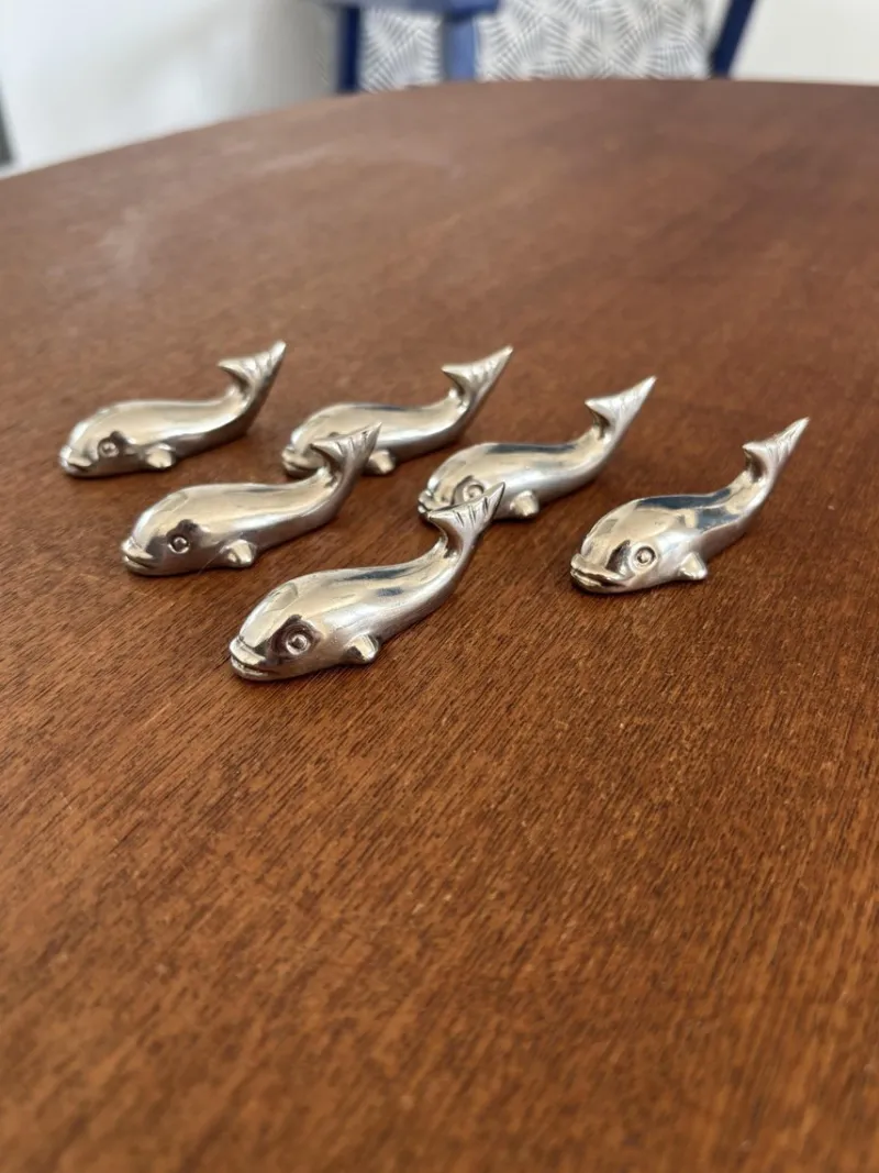 Pamono Vintage Stainless Steel Whale Knife Rests, Set of 6