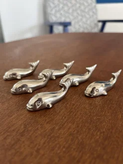 Pamono Vintage Stainless Steel Whale Knife Rests, Set of 6