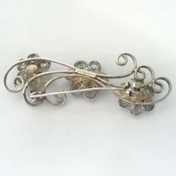 Pamono Vintage Sterling Silver & Turquoise Cabochons Brooch, 1960s><noscript><img width=