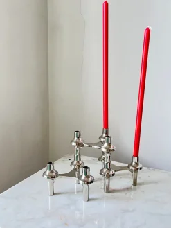 Pamono Vintage Stoff Nagel Modular Candleholder by BMF Zinc, 1970s, Set of 6> Candleholders