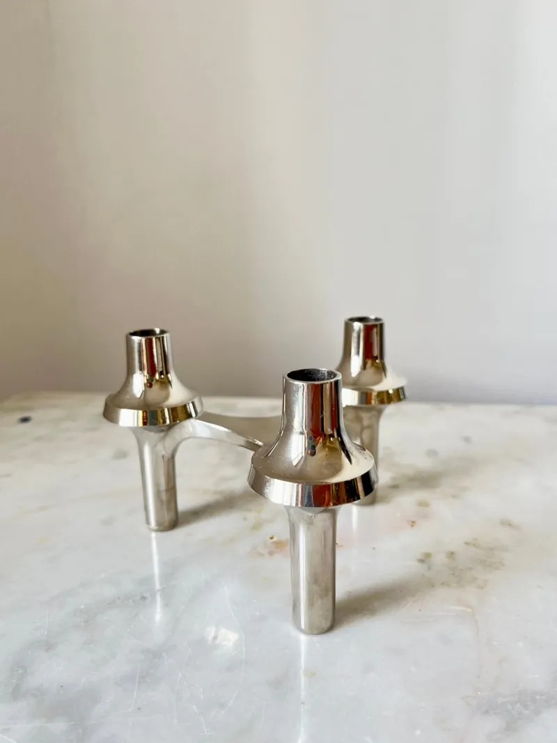 Pamono Vintage Stoff Nagel Modular Candleholder by BMF Zinc, 1970s, Set of 6> Candleholders