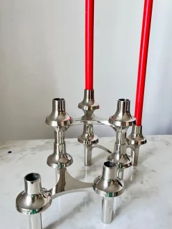 Pamono Vintage Stoff Nagel Modular Candleholder by BMF Zinc, 1970s, Set of 6><noscript><img width=