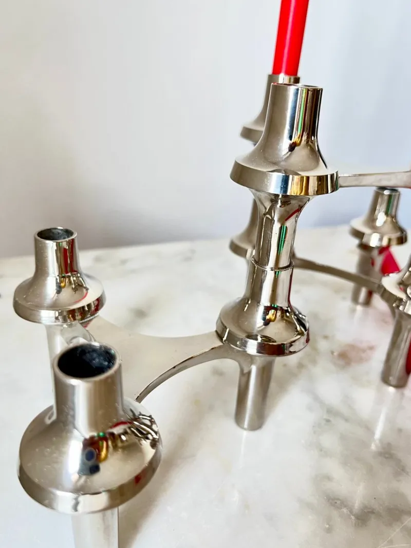 Pamono Vintage Stoff Nagel Modular Candleholder by BMF Zinc, 1970s, Set of 6> Candleholders
