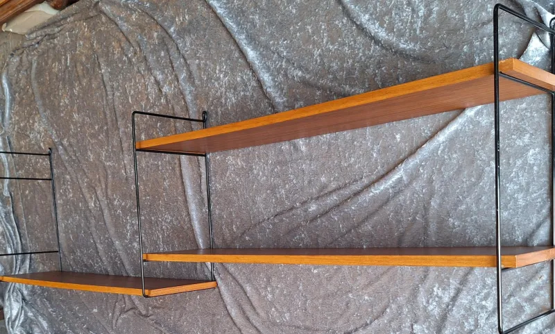 Pamono Vintage String Shelf with Teak Shelves by Kajsa & Nisse Strinning, 1970s> Shelves & Wall Units