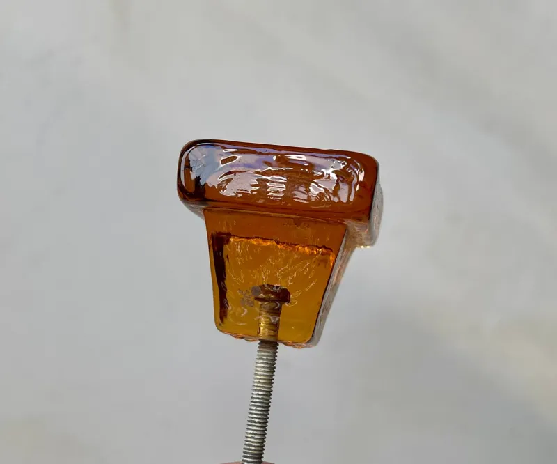 Pamono Vintage Swedish Amber Glass Knobs, 1960s, Set of 6