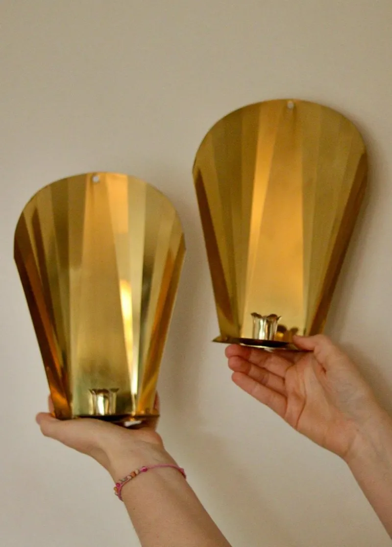 Online Pamono Vintage Swedish Brass Sconces, Set of 2