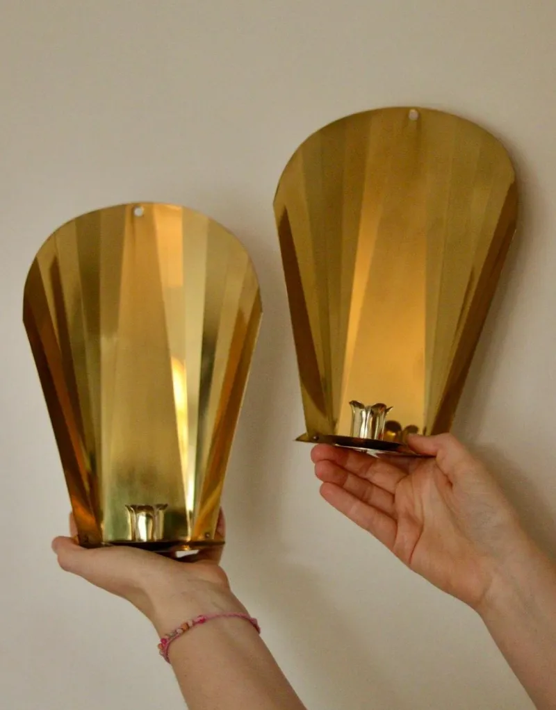 Online Pamono Vintage Swedish Brass Sconces, Set of 2