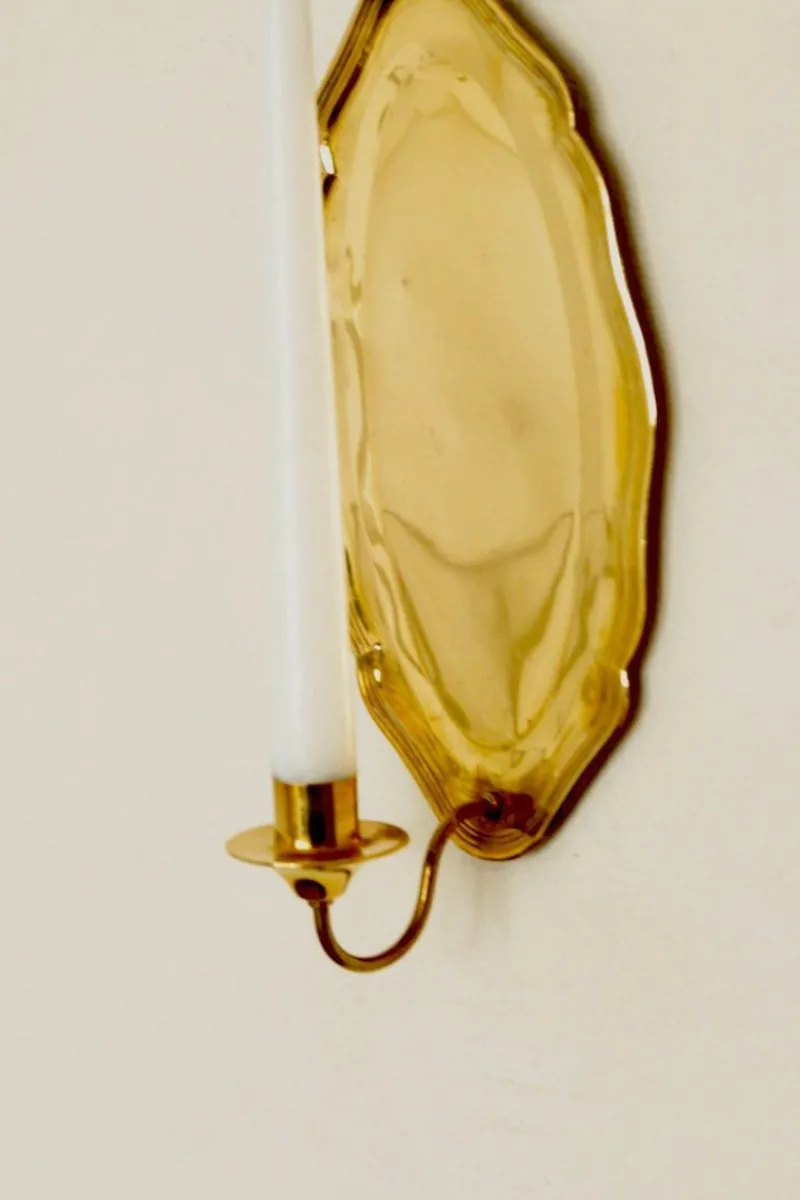 Pamono Vintage Swedish Brass Sconces, Set of 2> Candleholders