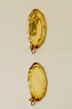 Pamono Vintage Swedish Brass Sconces, Set of 2><noscript><img width=
