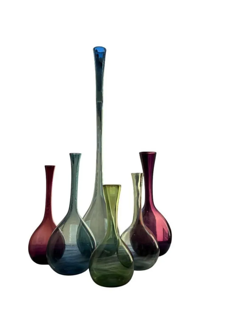 Clearance Pamono Vintage Swedish Handblown Glass Vases by Arthur Percy for Gullaskruf, 1950s, Set of 6