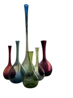 Clearance Pamono Vintage Swedish Handblown Glass Vases by Arthur Percy for Gullaskruf, 1950s, Set of 6