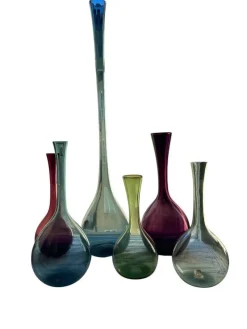 Clearance Pamono Vintage Swedish Handblown Glass Vases by Arthur Percy for Gullaskruf, 1950s, Set of 6