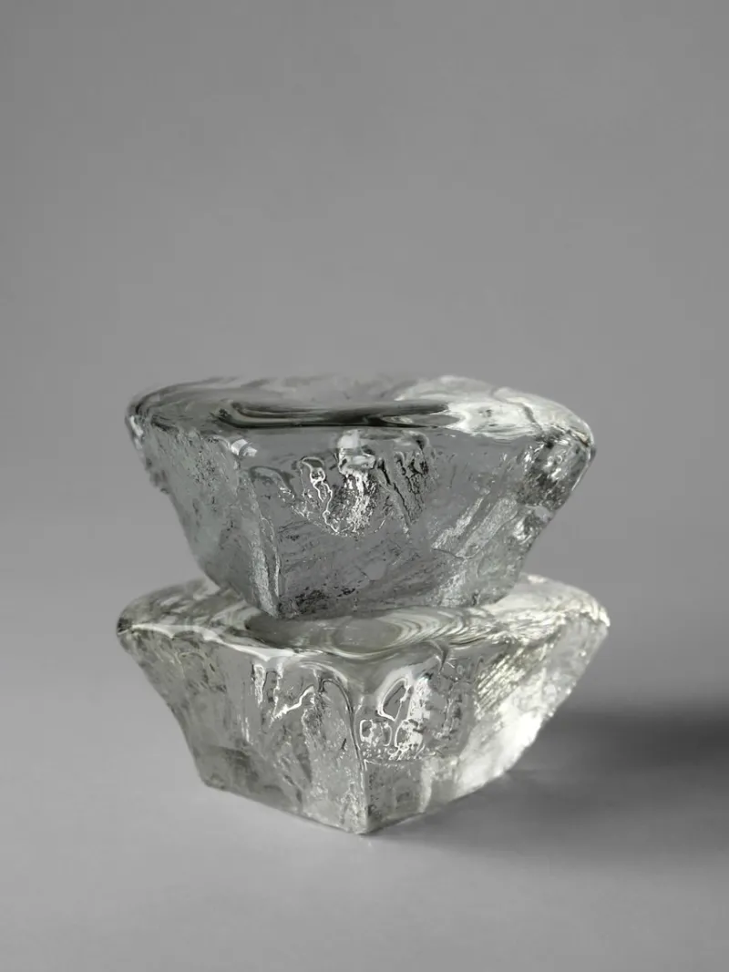 Outlet Pamono Vintage Swedish Ice Cube Candleholders by Göte Augustsson for Ruda Glassware, 1970, Set of 2