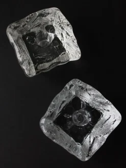 Outlet Pamono Vintage Swedish Ice Cube Candleholders by Göte Augustsson for Ruda Glassware, 1970, Set of 2