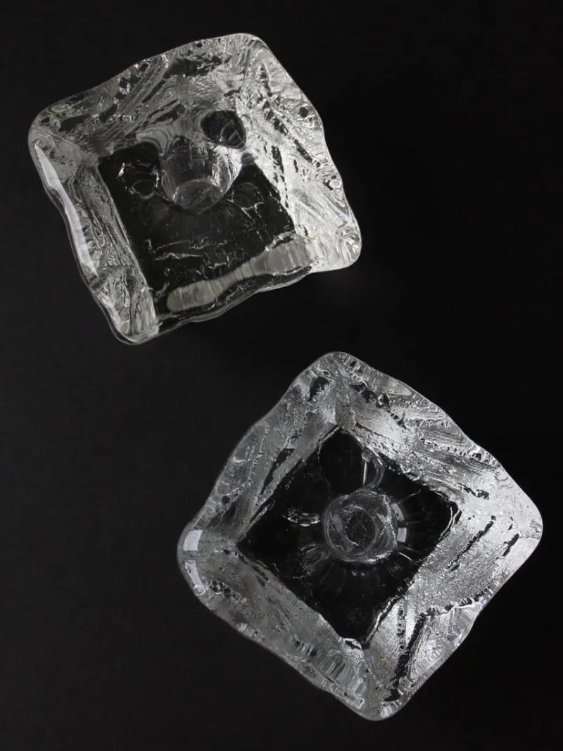 Outlet Pamono Vintage Swedish Ice Cube Candleholders by Göte Augustsson for Ruda Glassware, 1970, Set of 2