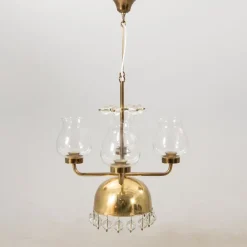 Best Pamono Vintage Swedish Pendant in Brass and Glass by Erik Höglund, 1960