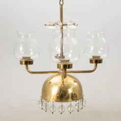 Best Pamono Vintage Swedish Pendant in Brass and Glass by Erik Höglund, 1960