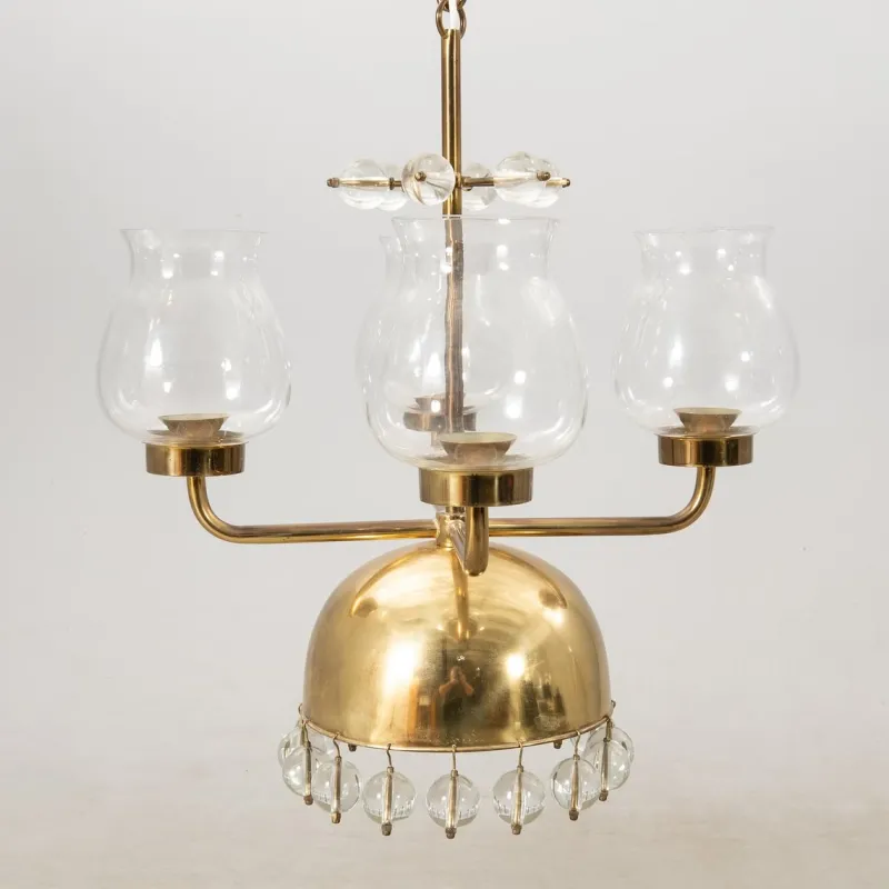 Best Pamono Vintage Swedish Pendant in Brass and Glass by Erik Höglund, 1960