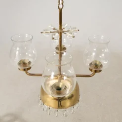 Best Pamono Vintage Swedish Pendant in Brass and Glass by Erik Höglund, 1960