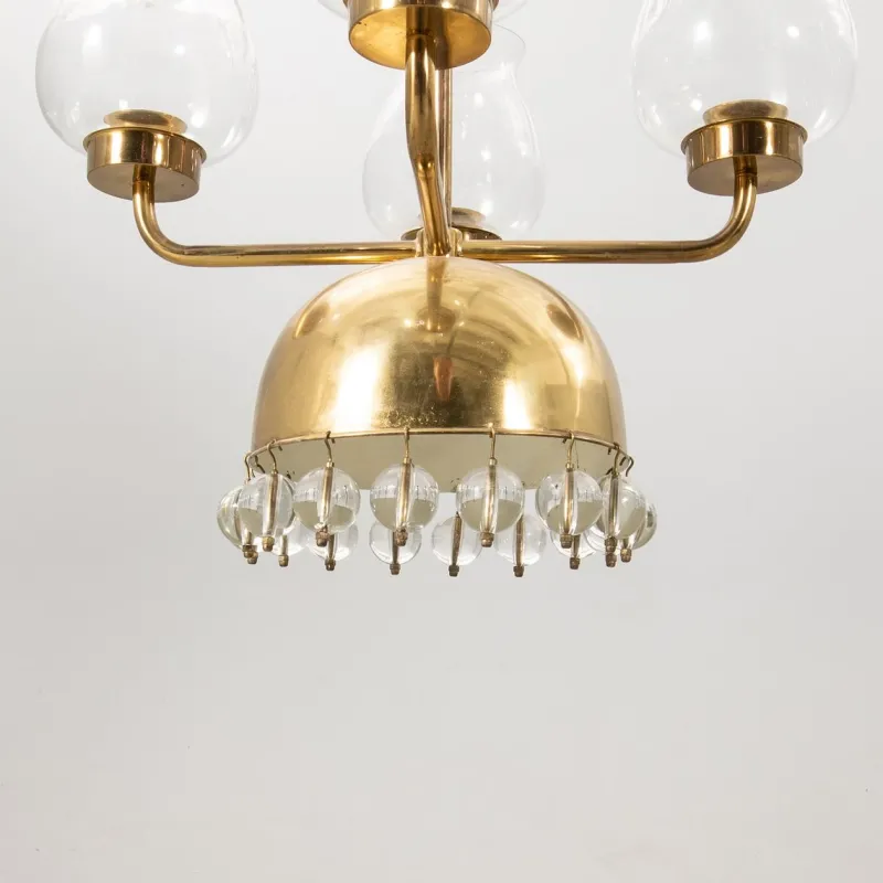 Best Pamono Vintage Swedish Pendant in Brass and Glass by Erik Höglund, 1960