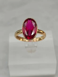 Pamono Vintage Synthetic Spinel Gold Ring, 1946><noscript><img width=