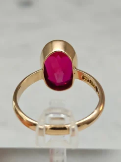 Pamono Vintage Synthetic Spinel Gold Ring, 1946><noscript><img width=