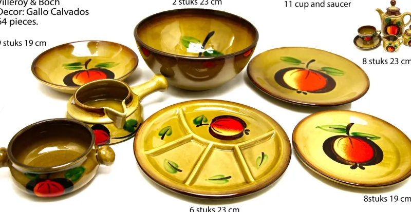 Pamono Vintage Tableware by Gallo Calvados for Villeroy & Boch, Set of 61> Coffee & Tea Service